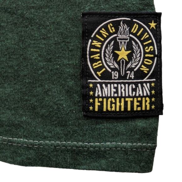 Vintage Women's AMERICAN FIGHTER by Affliction T-shirt Green Eagle Patches S - Picture 6 of 6